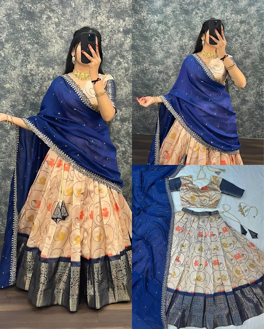 Original South Lichi Silk Digital Print Lehenga Choli With Embroidered Silk Dupatta | Premium Festive Collection