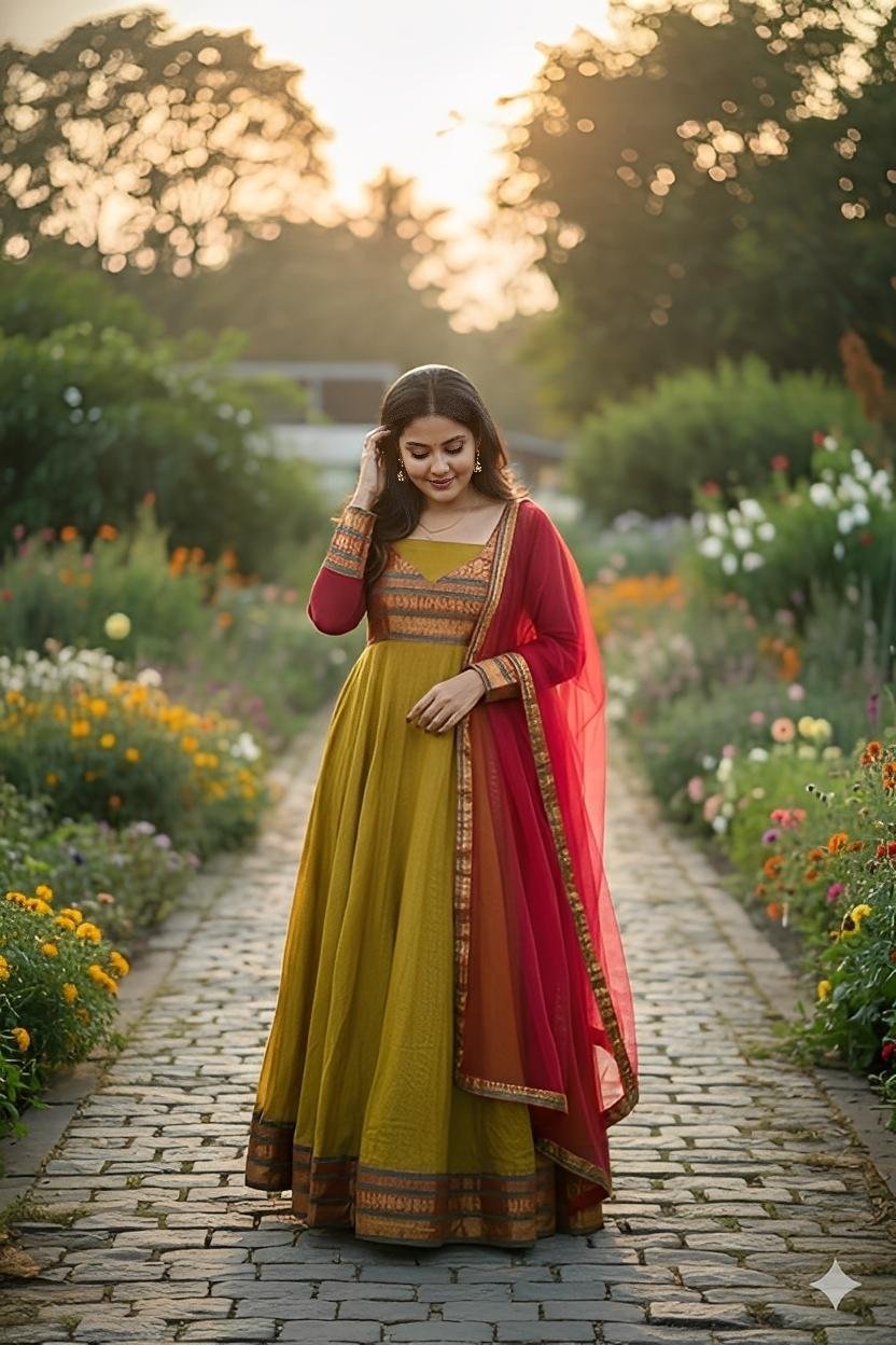 Pretty Silk Gown with Matching Dupatta / Pongal special dress/ Christmas launch