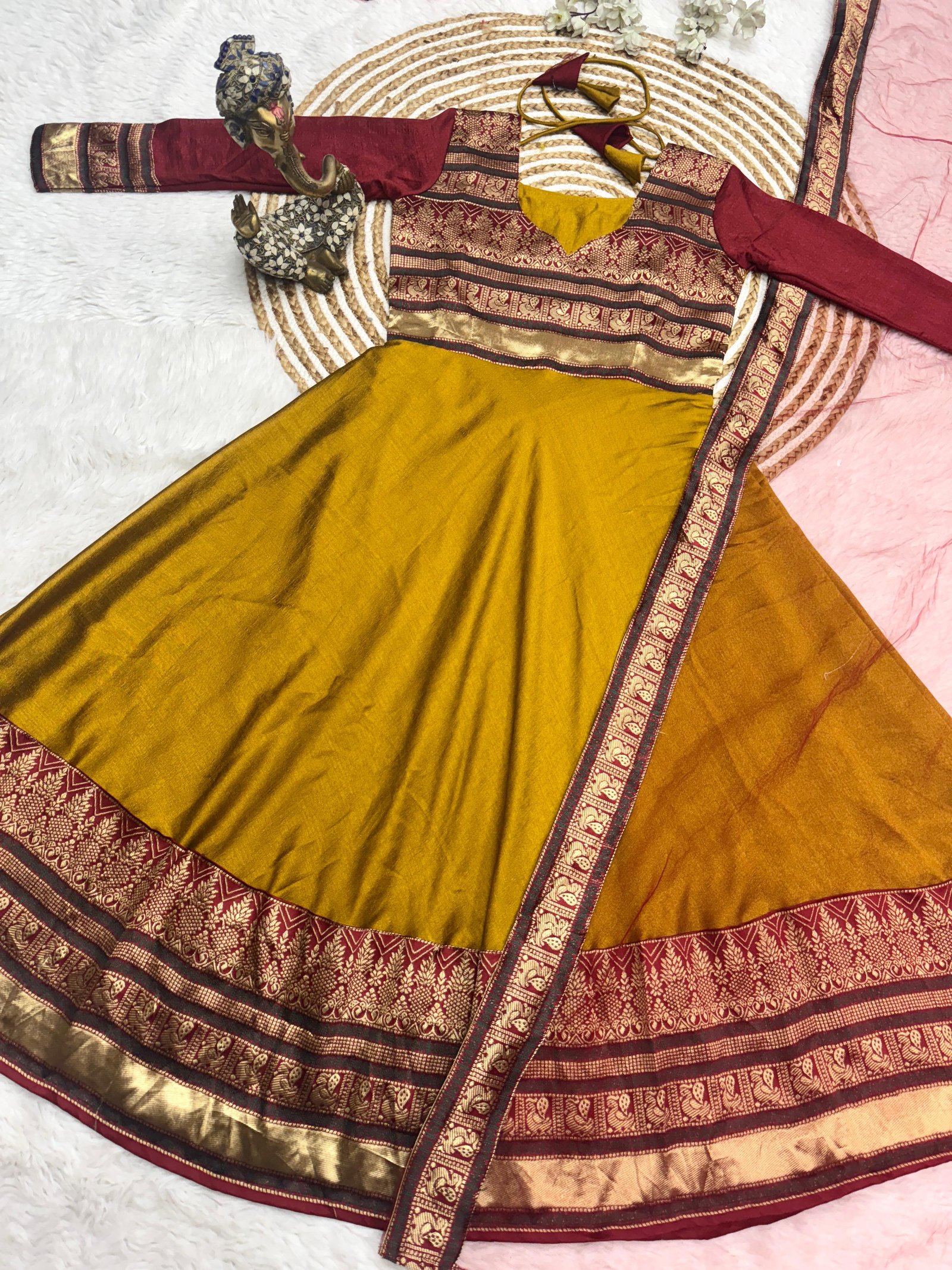Pretty Silk Gown with Matching Dupatta / Pongal special dress/ Christmas launch