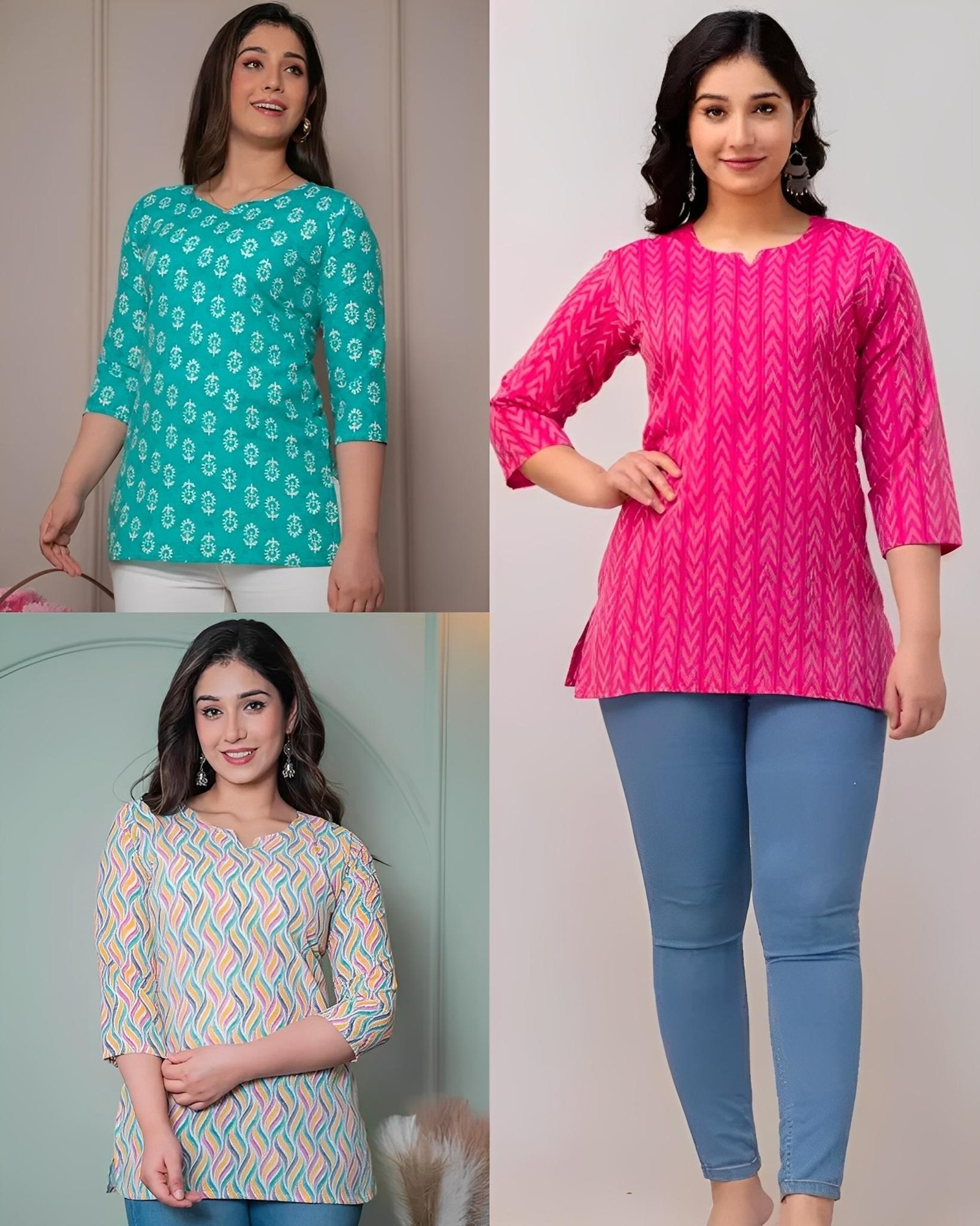 Dailywear Khadi Cotton Jean Kurtis / College wear Short kurtis / Office wear Tops