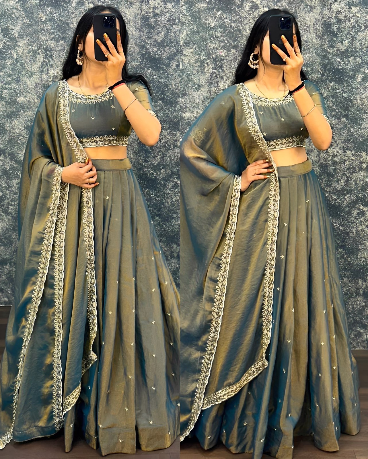 Premium Primary Tissue Silk Lehenga Choli Set With Embroidery & Sequins