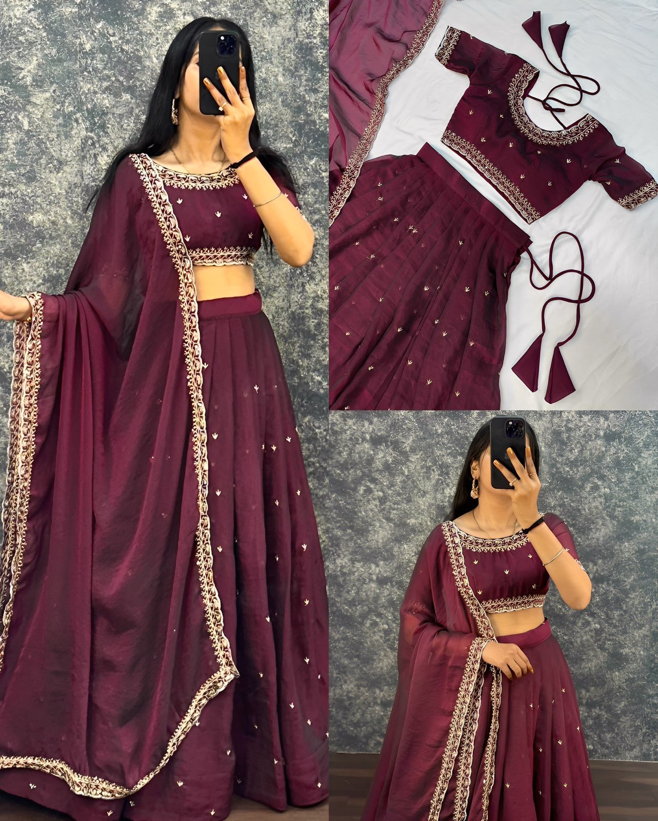 Premium Primary Tissue Silk Lehenga Choli Set With Embroidery & Sequins