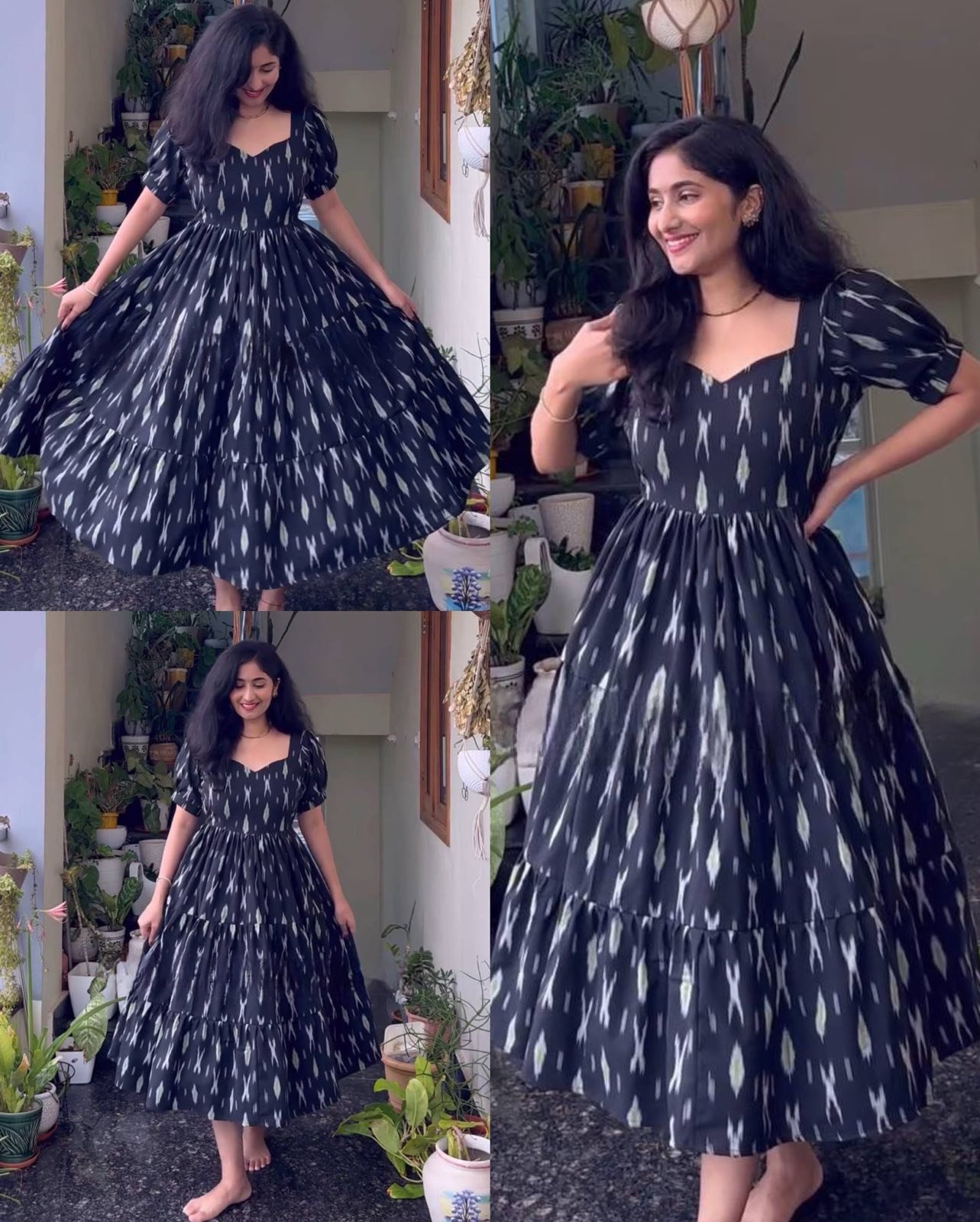 Pretty Cotton Silk Maxi/ Cute Officewear Dress