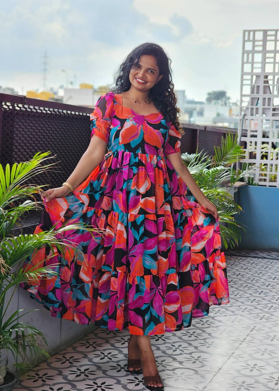 Flower Multicolor Cute Dress │ Maxi for Everyday Look