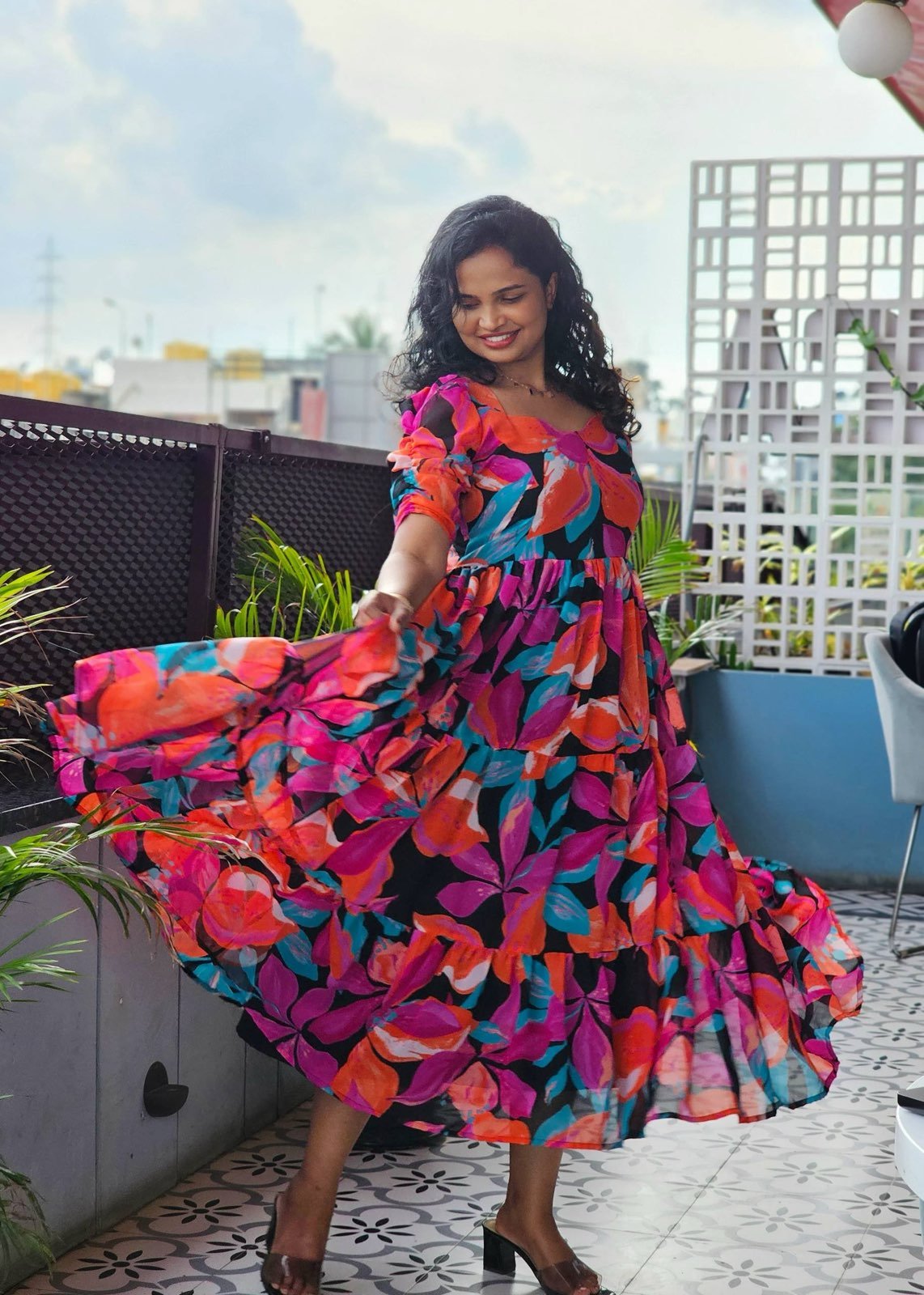 Flower Multicolor Cute Dress │ Maxi for Everyday Look