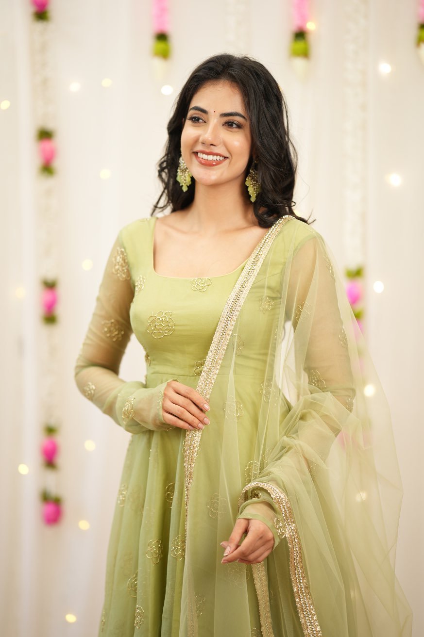 Rose Foilwork Royal Gown with Dupatta set