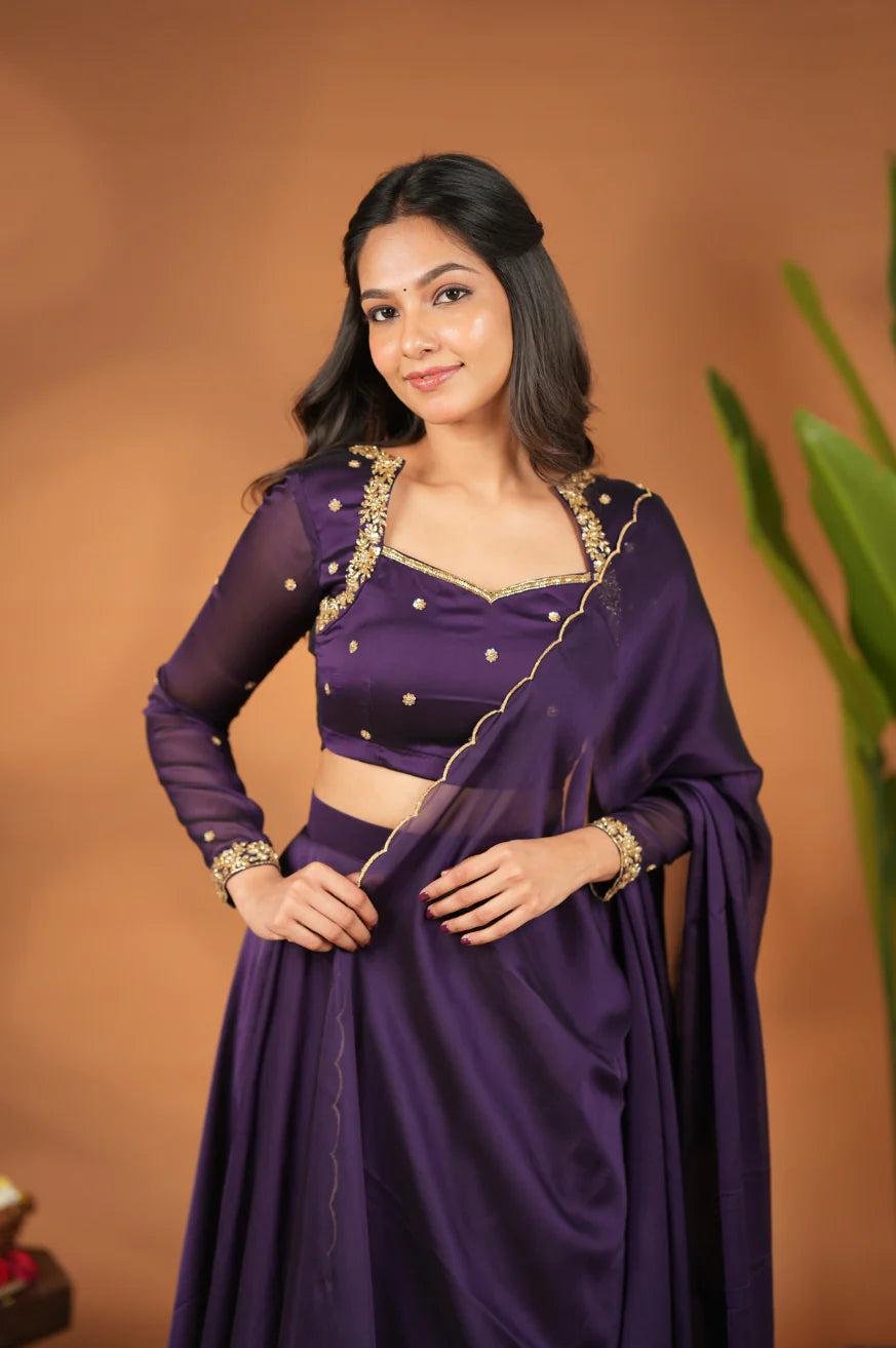 Designer Faux Georgette Lehenga Choli Set with  Blouse & Zari Border Dupatta