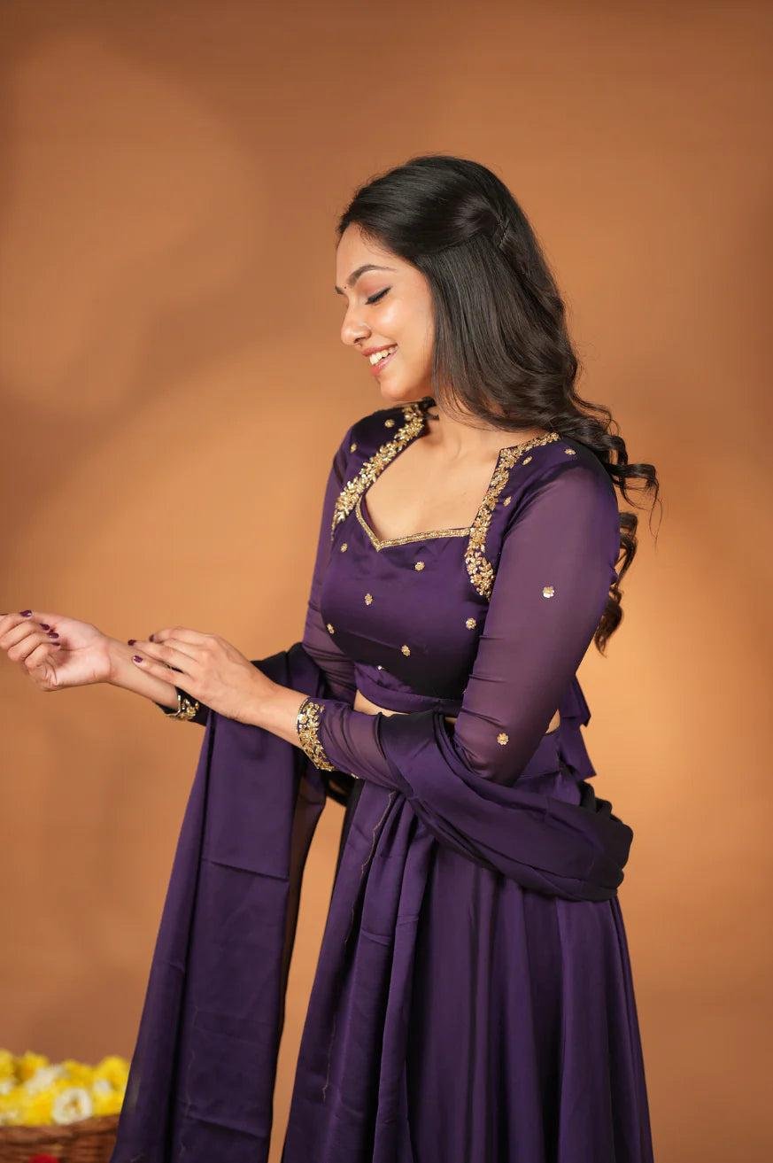 Designer Faux Georgette Lehenga Choli Set with  Blouse & Zari Border Dupatta