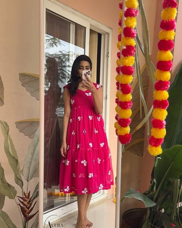 Summer Butterfly Print Maxi Dress in Soft Georgette | Flowy & Vibrant