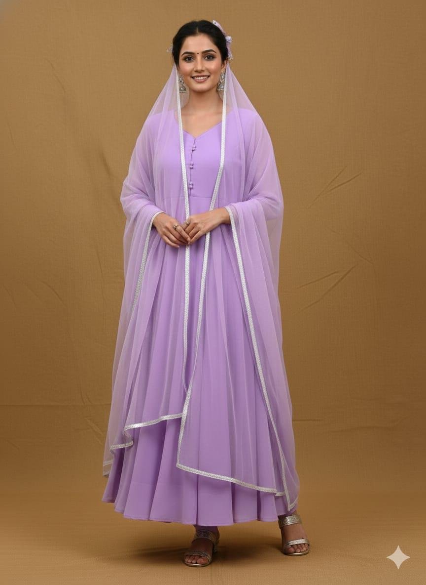 Lavender Solid Kurta Set with Net Dupatta | Elegant Everyday Ethnic Wear 🪻💜