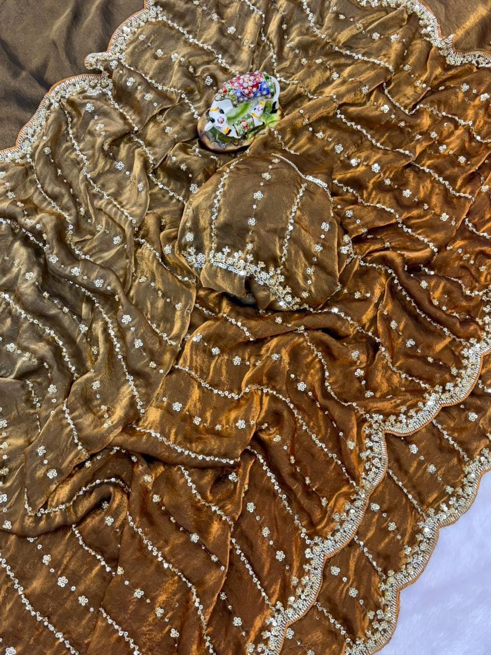 Dual tone Heavy beads work saree│Original quality with Blouse piece