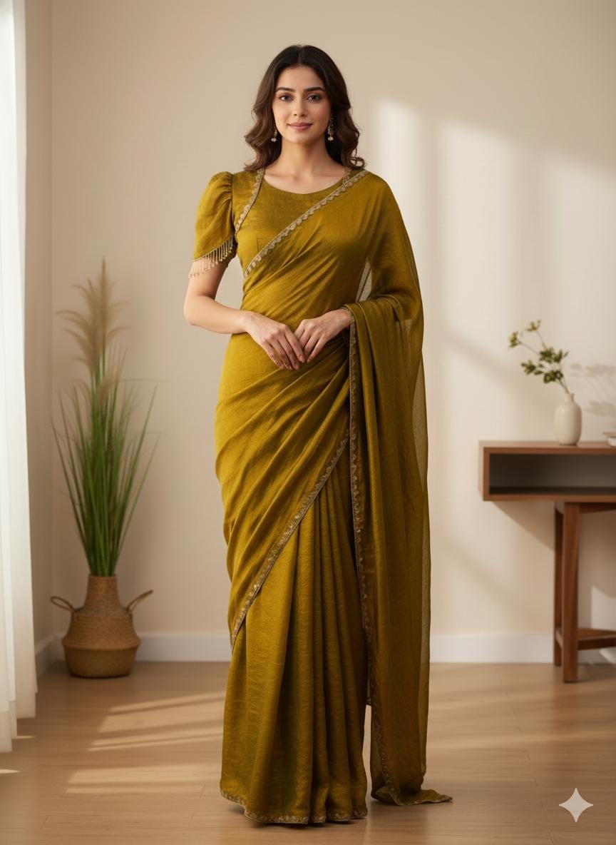 New Two-Tone Gown Saree in Space Silk