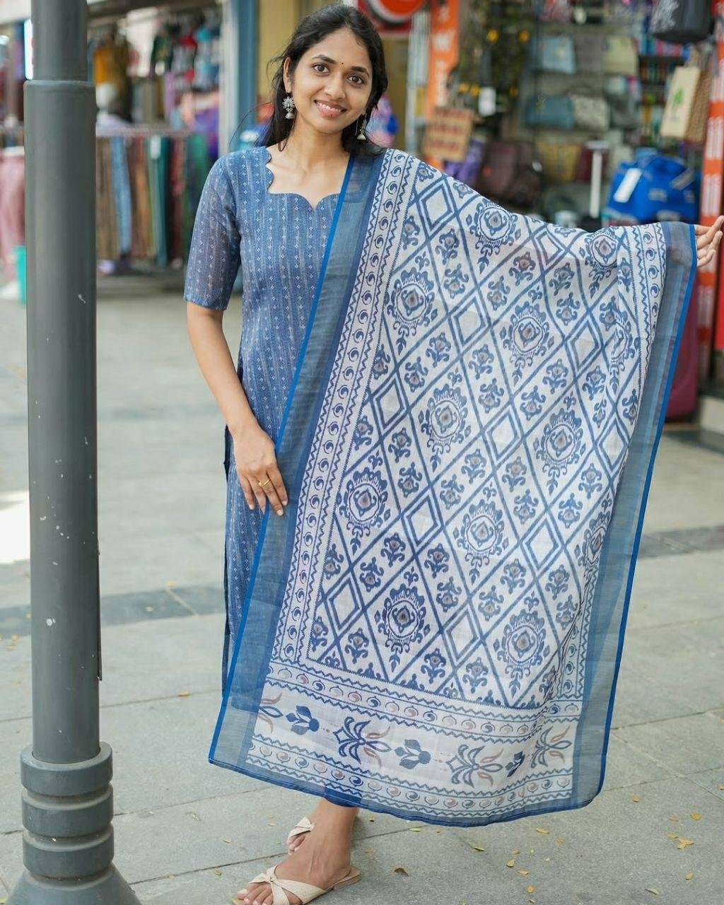 Beautiful cotton embroidered kurta set