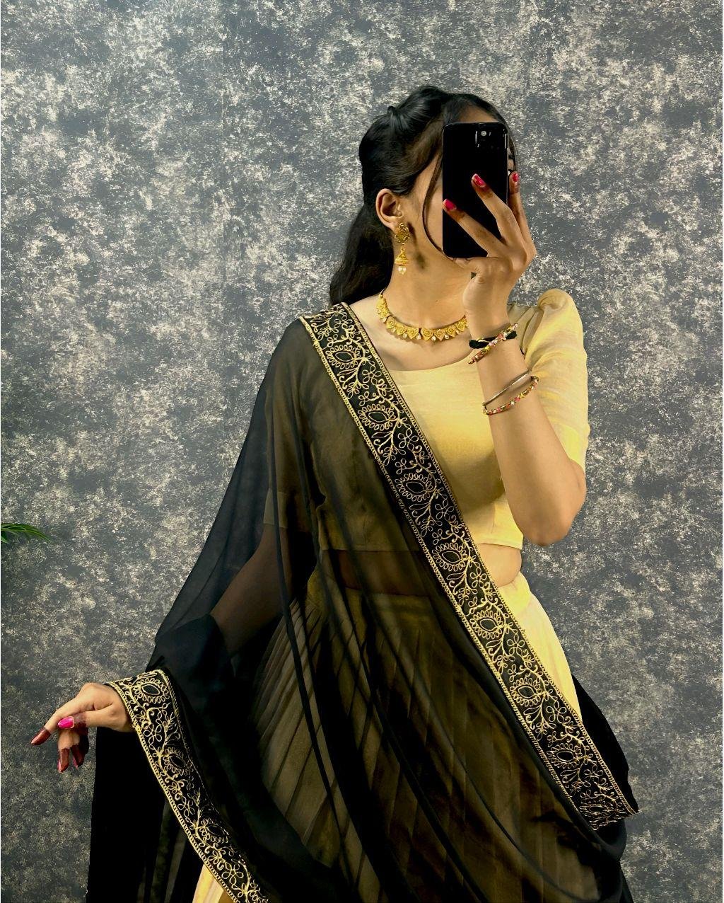 Heritage redefined in this Tissue Cotton lehenga choli.