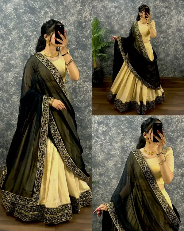Heritage redefined in this Tissue Cotton lehenga choli.
