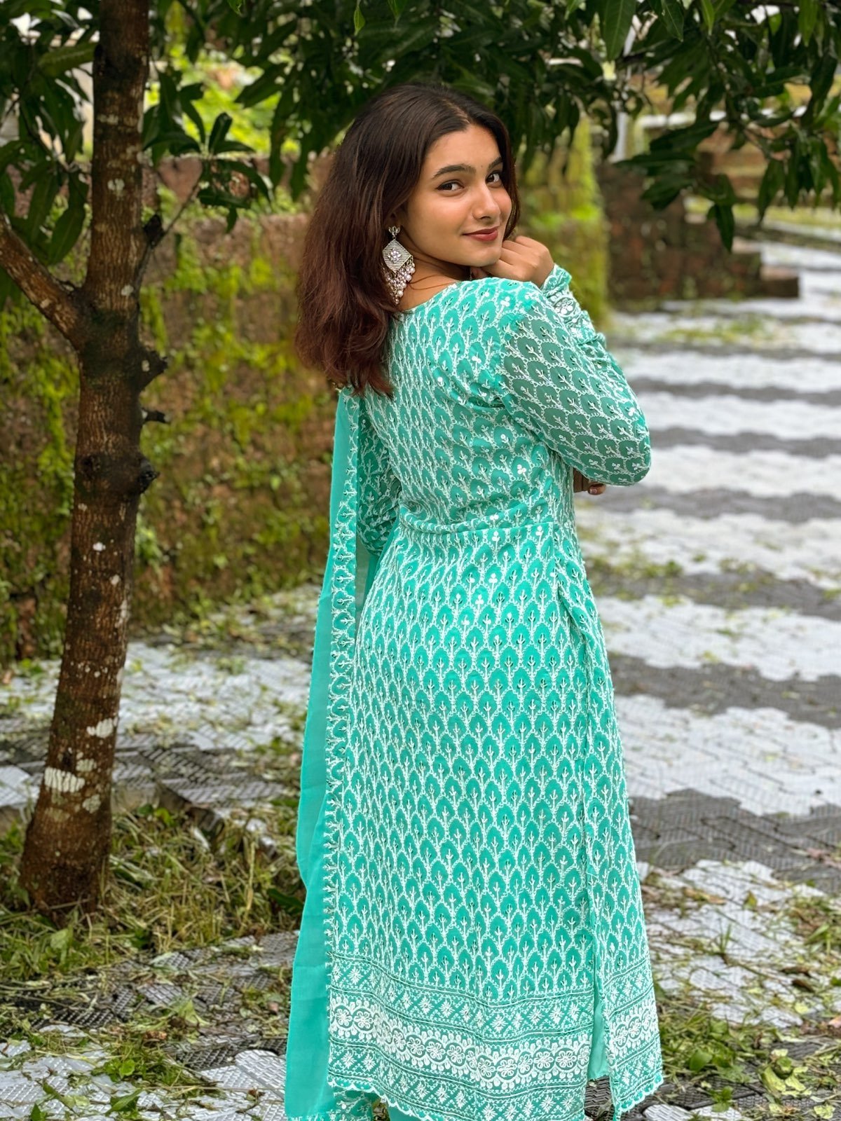 Frozen Blue Fully Embroidered Kurti Set with Dupatta | 1 Day Delivery