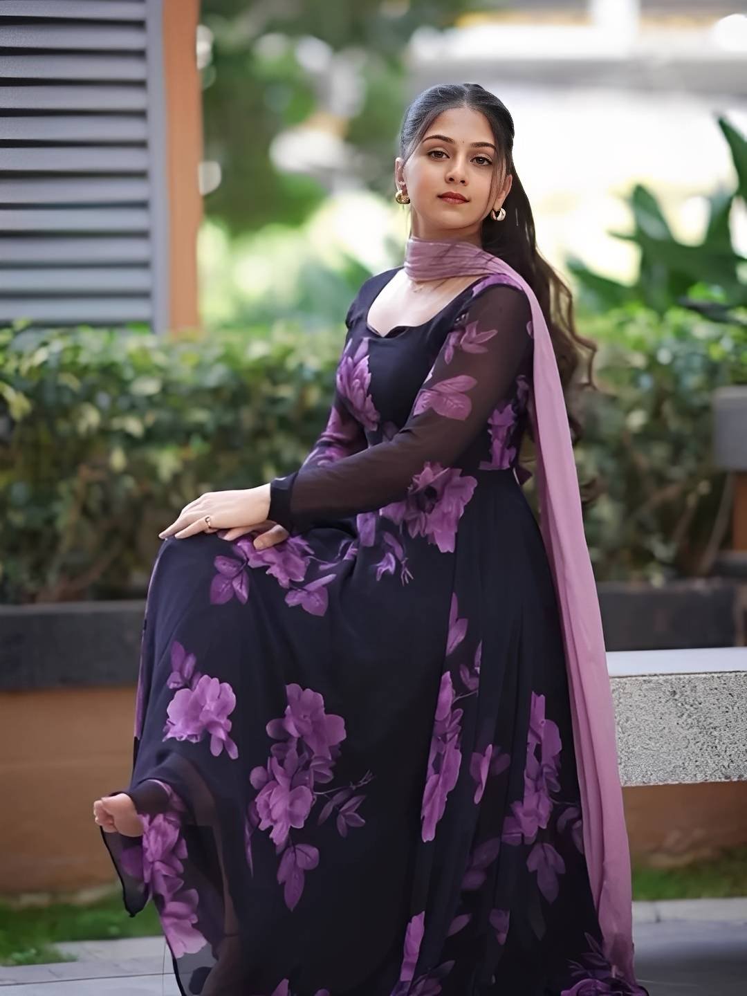 Floral Fox Georgette Gown Set with Dupatta | Elegant & Refreshing Ethnic Wear