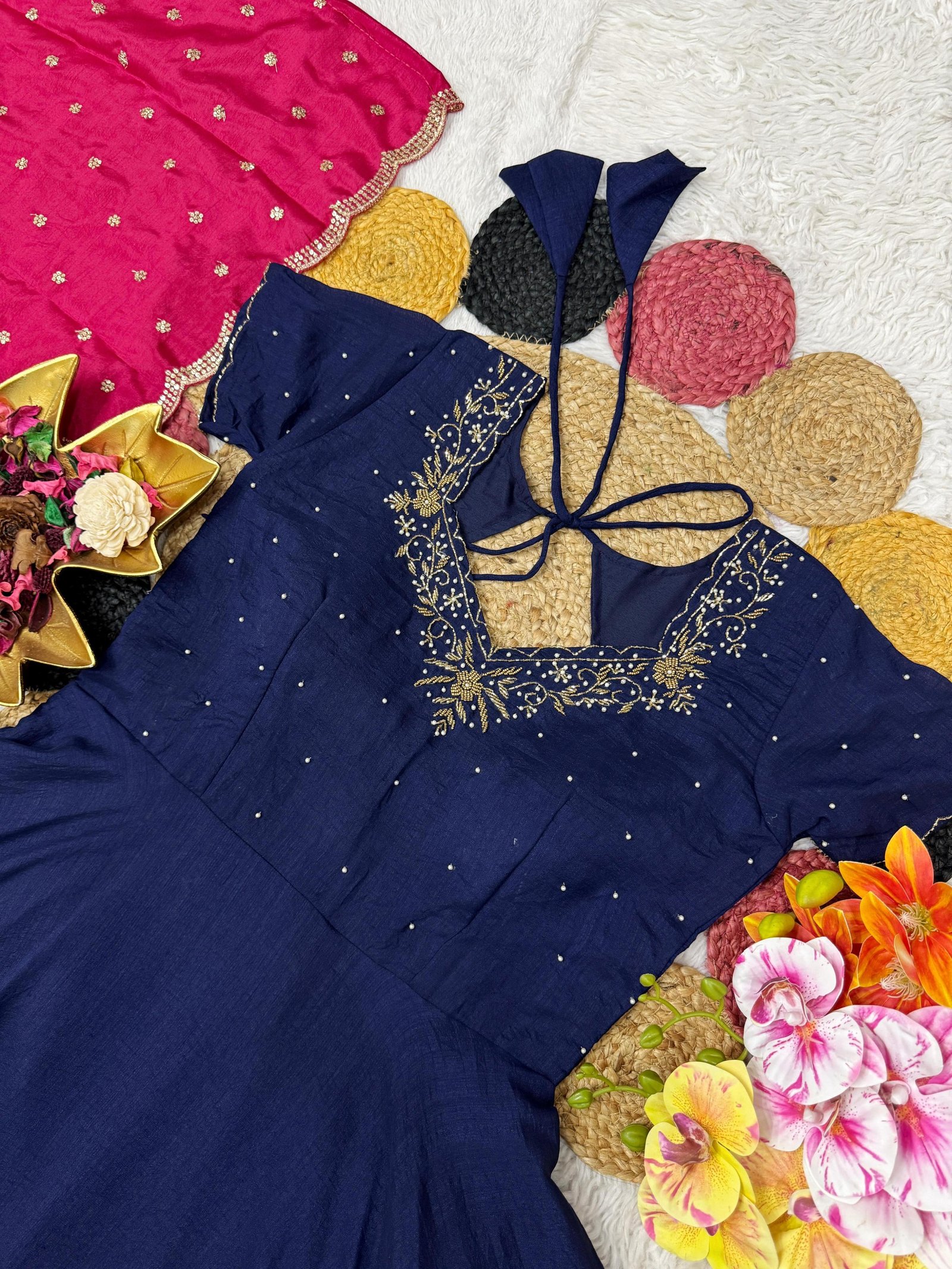 Grand Partywear Silk Gown with Dupatta sets- New shades