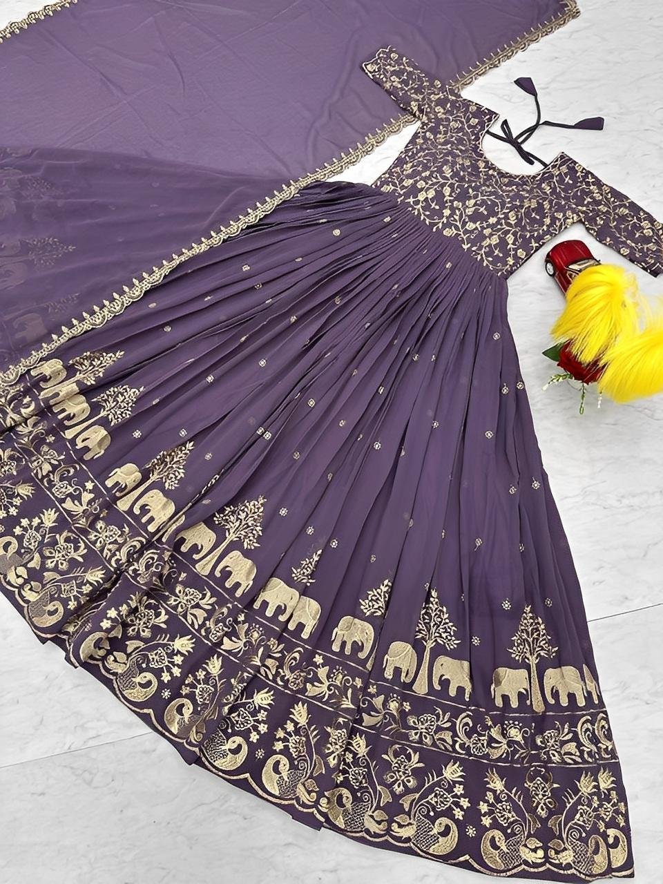 Embroidered Party wear Gown with Dupatta sets - Grand looks in Offer