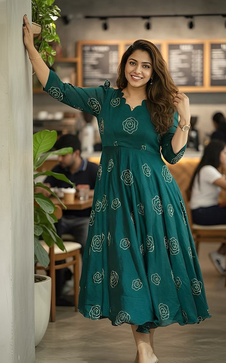 Rose Coil Space silk Gown - Designer Cute Dress