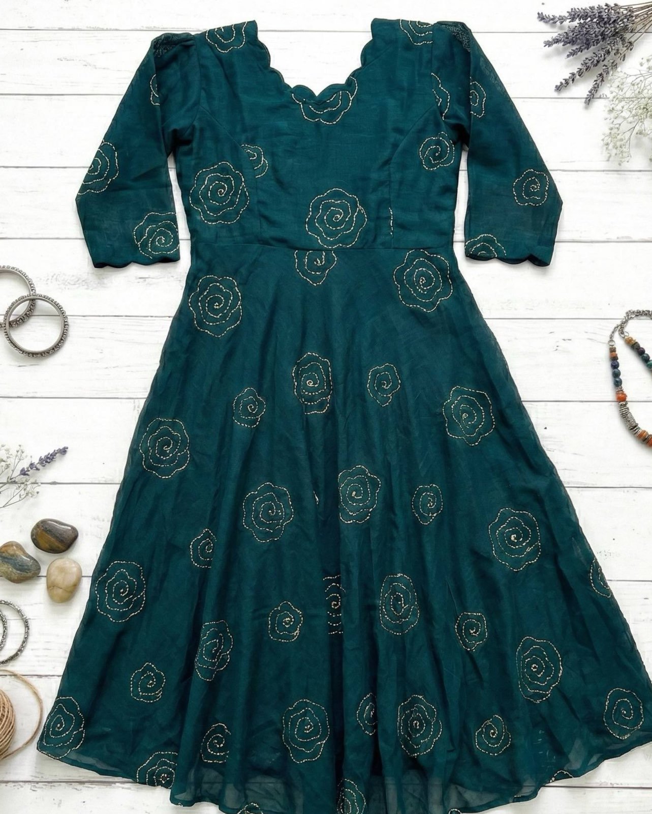 Rose Coil Space silk Gown - Designer Cute Dress