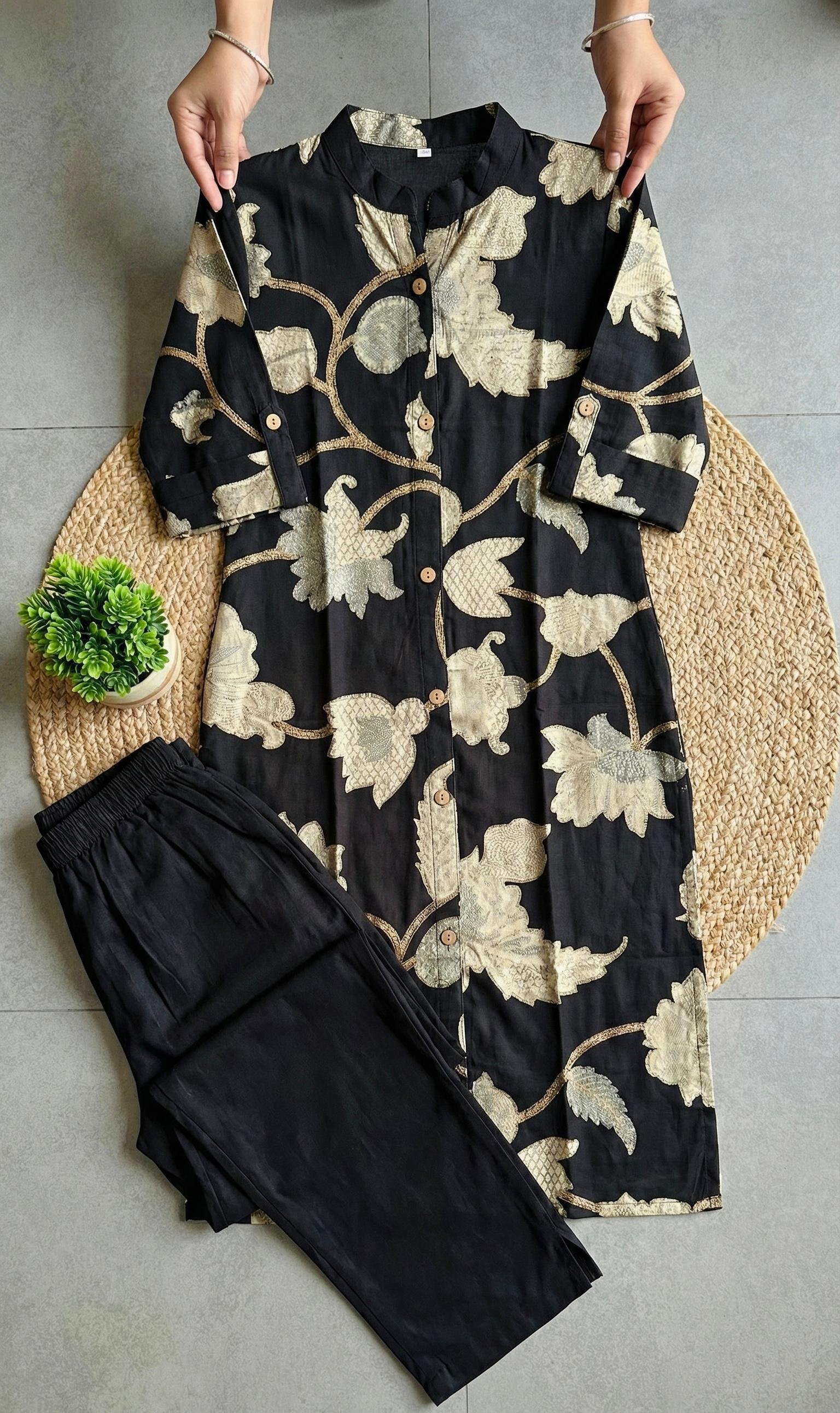 Pure Cotton Floral Kurta Pant Co-Ord Sets - Office wear Kurta sets