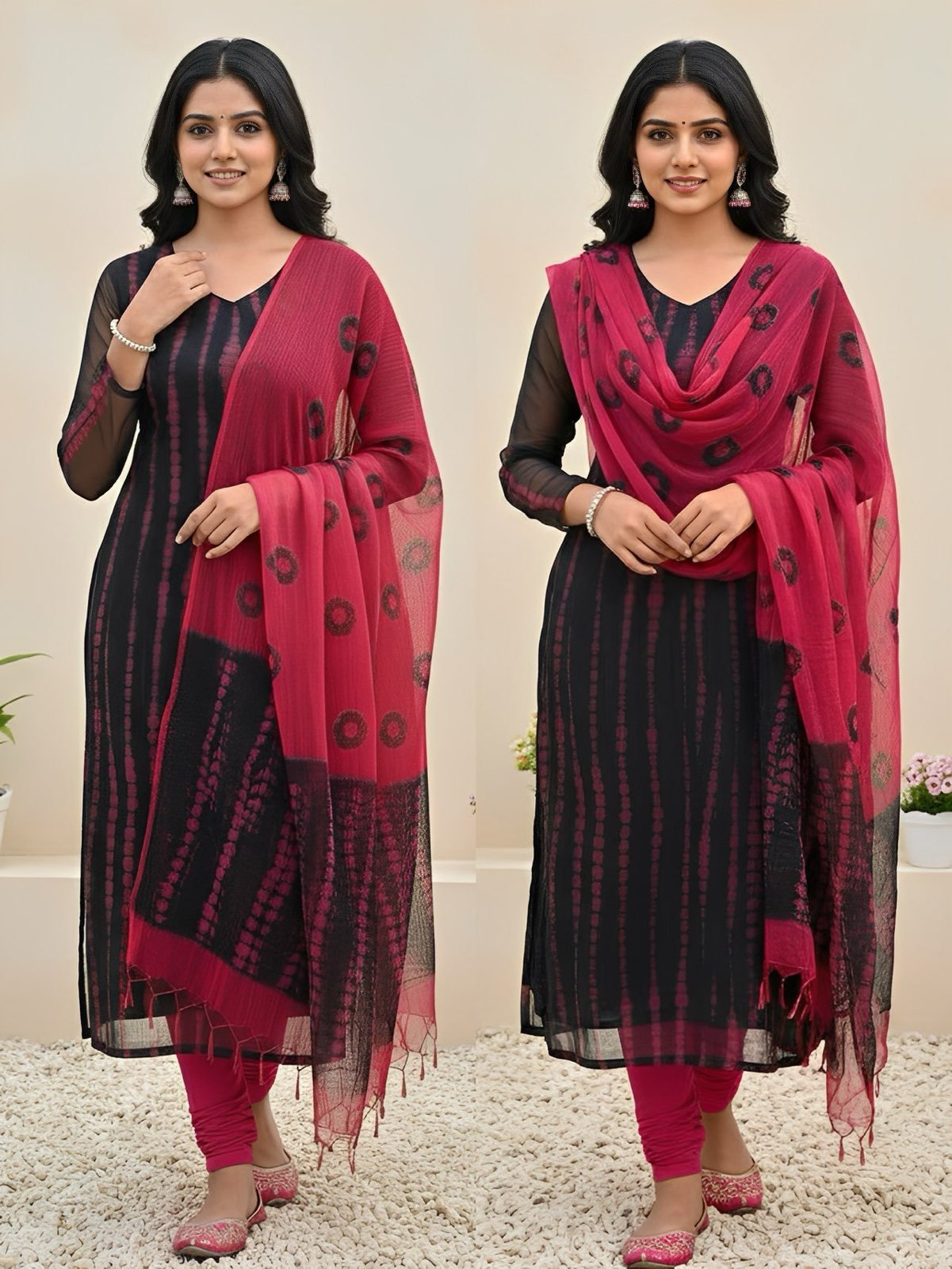 Kota chex Kurti set for Office - Subtle Tie dye Kurta sets