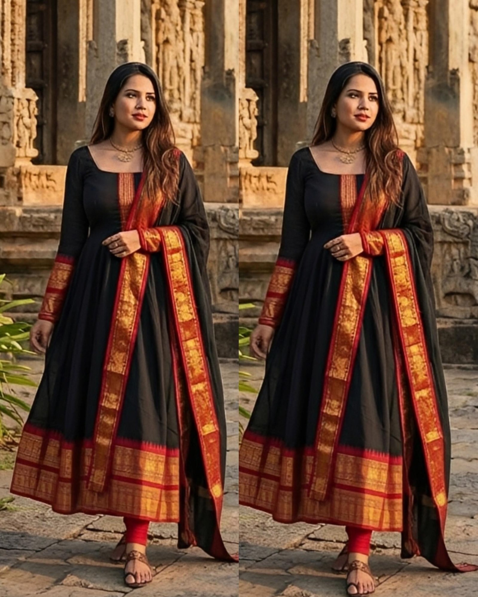 Silk Cotton Gown with Dupatta - Stunning discount deals