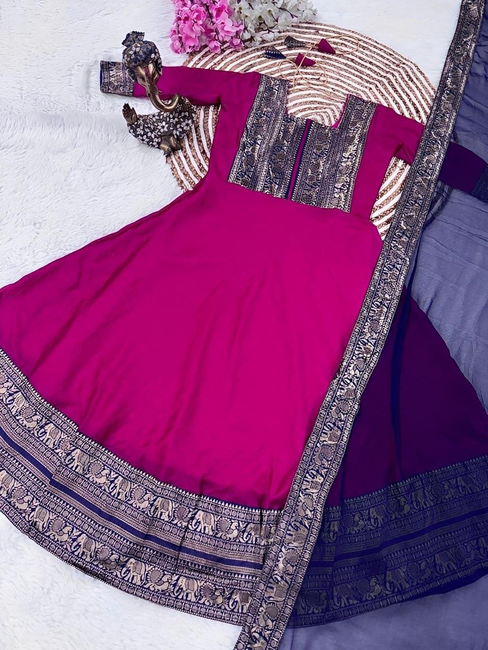 Silk Cotton Gown with Dupatta - Stunning discount deals