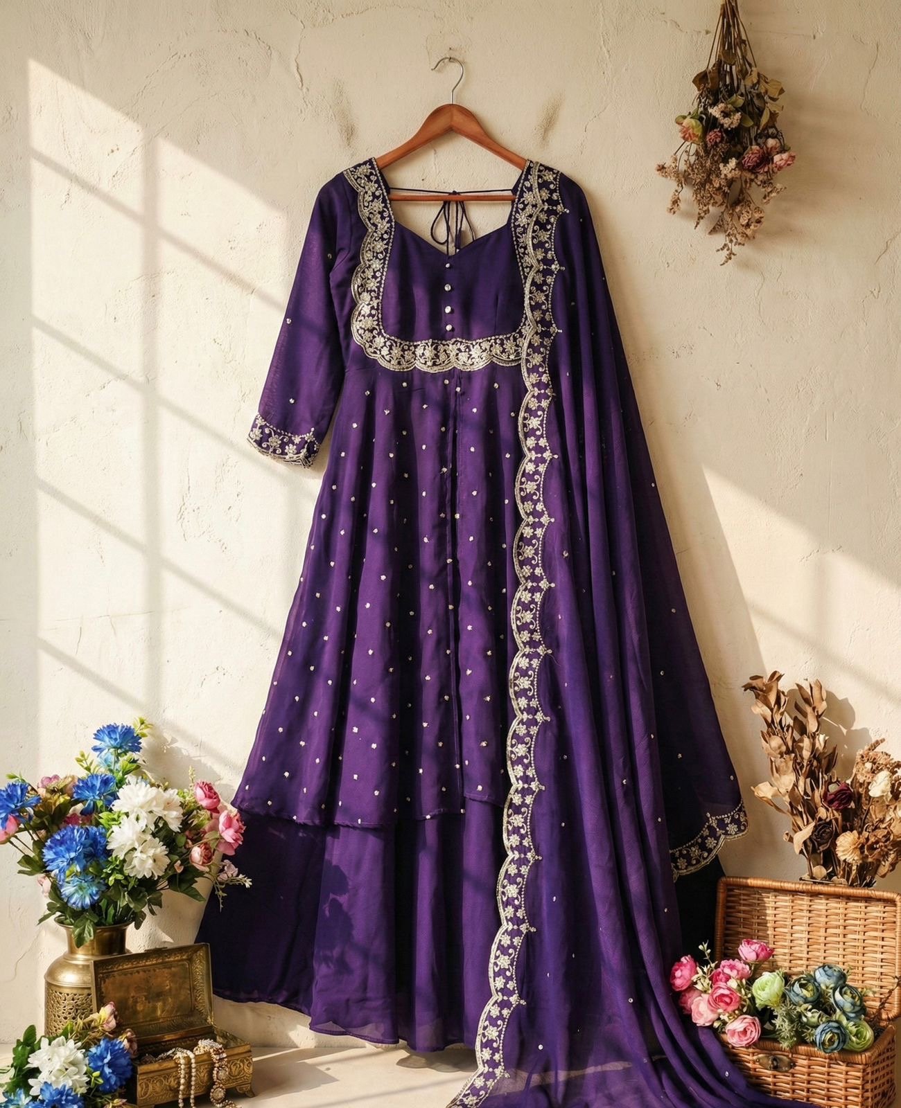 Most Trending Premium Cape Designer Gown │Skirt Cape top and Dupatta