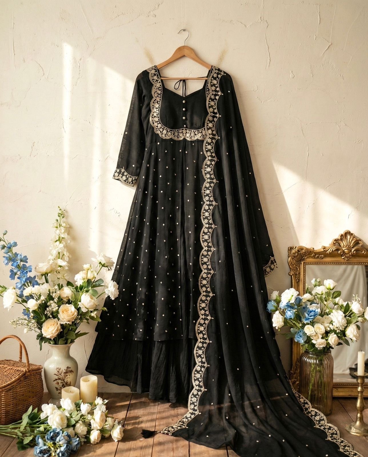 Most Trending Premium Cape Designer Gown │Skirt Cape top and Dupatta