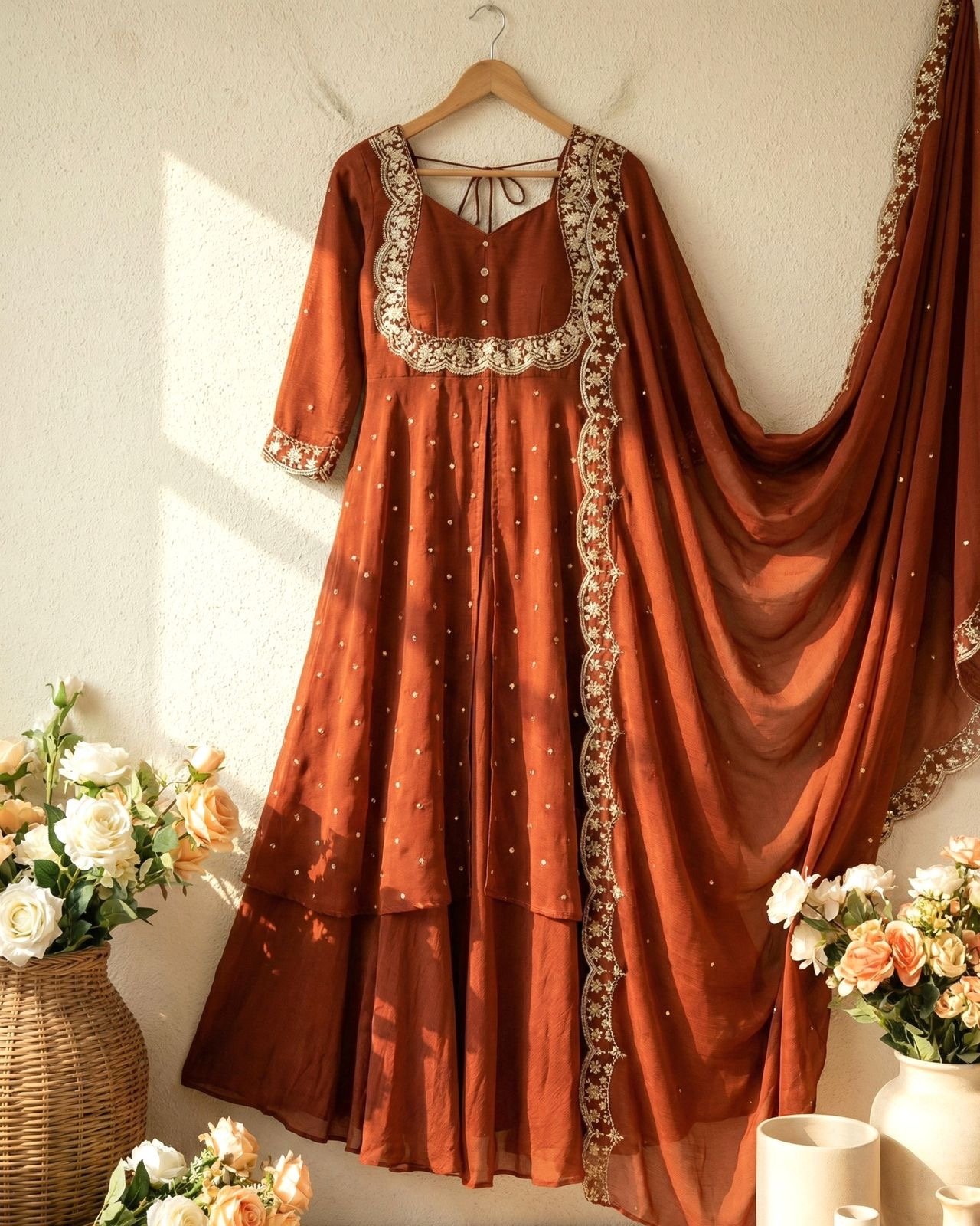 Most Trending Premium Cape Designer Gown │Skirt Cape top and Dupatta