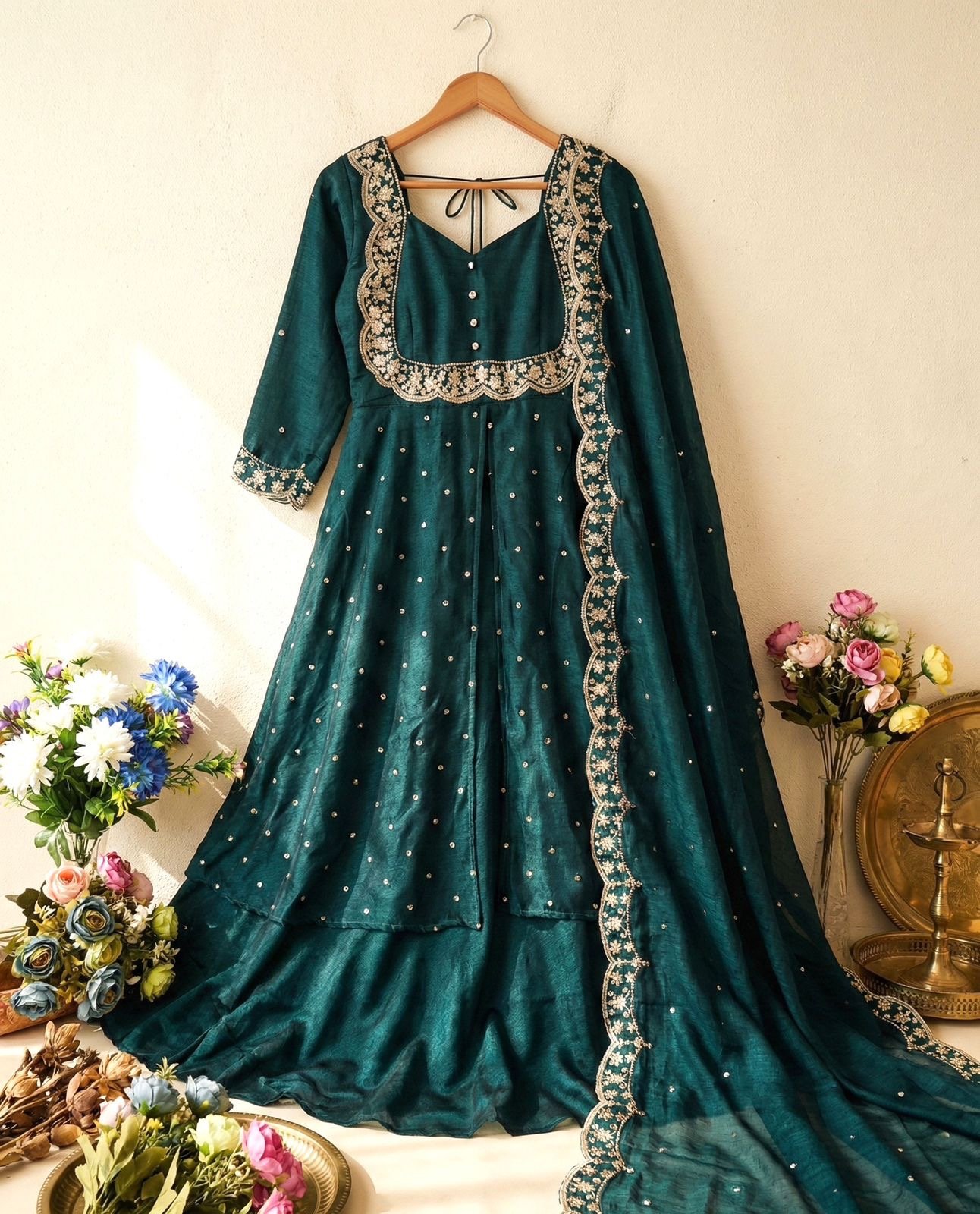 Most Trending Premium Cape Designer Gown │Skirt Cape top and Dupatta