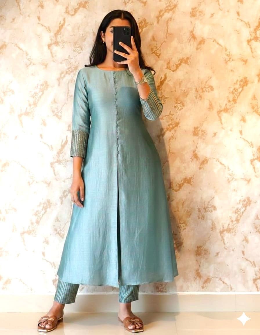 premium blooming vichitra silk with beautiful hand work