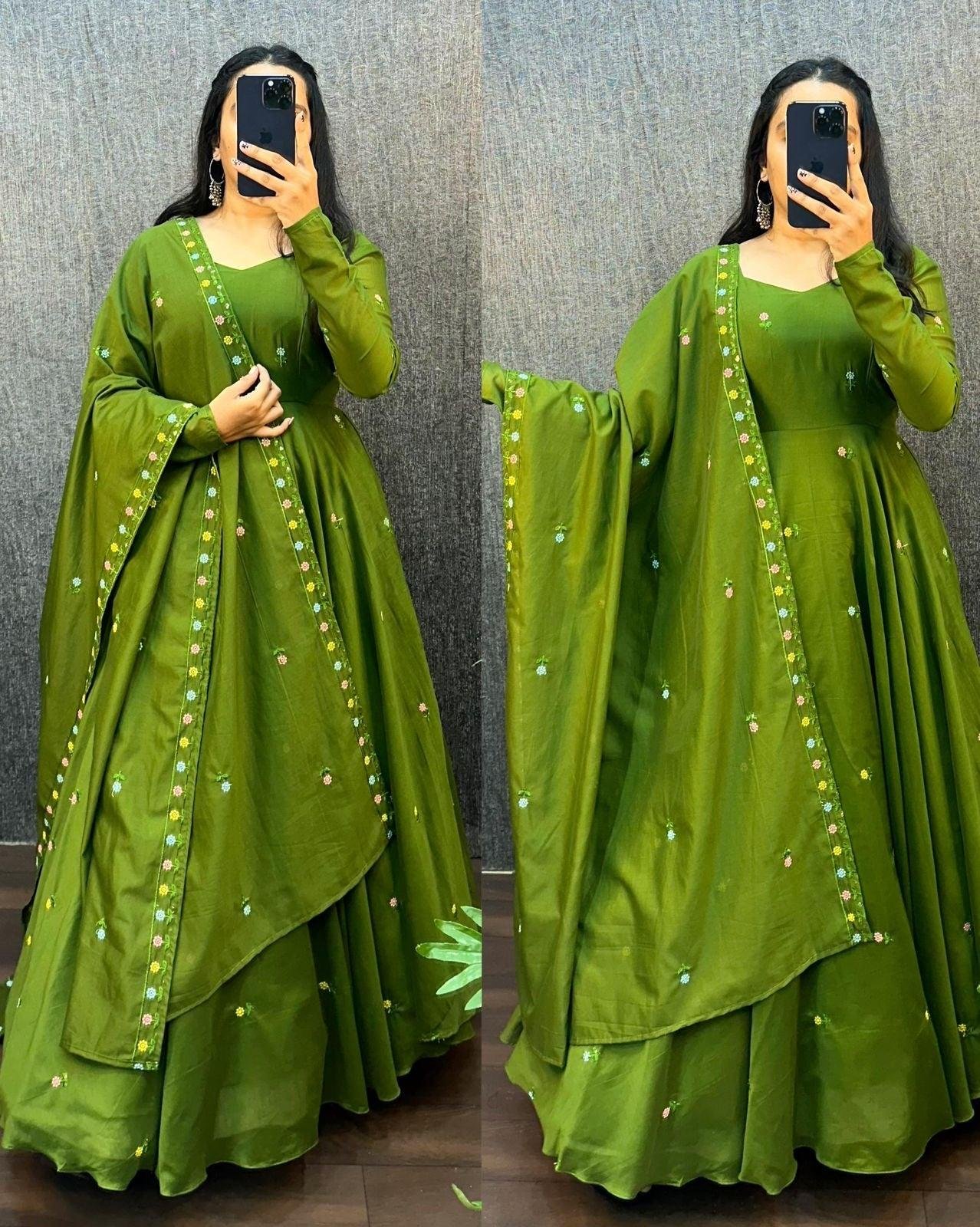 Trendy Zipsy Silk Embroidered Gown with Dupatta