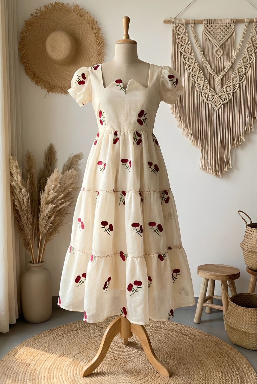 Cherries Cotton Maxi - Stylytic Cute Launch