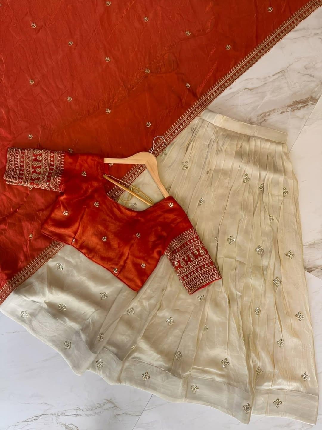 Onam Special Shimmer Tissue Silk Half Saree