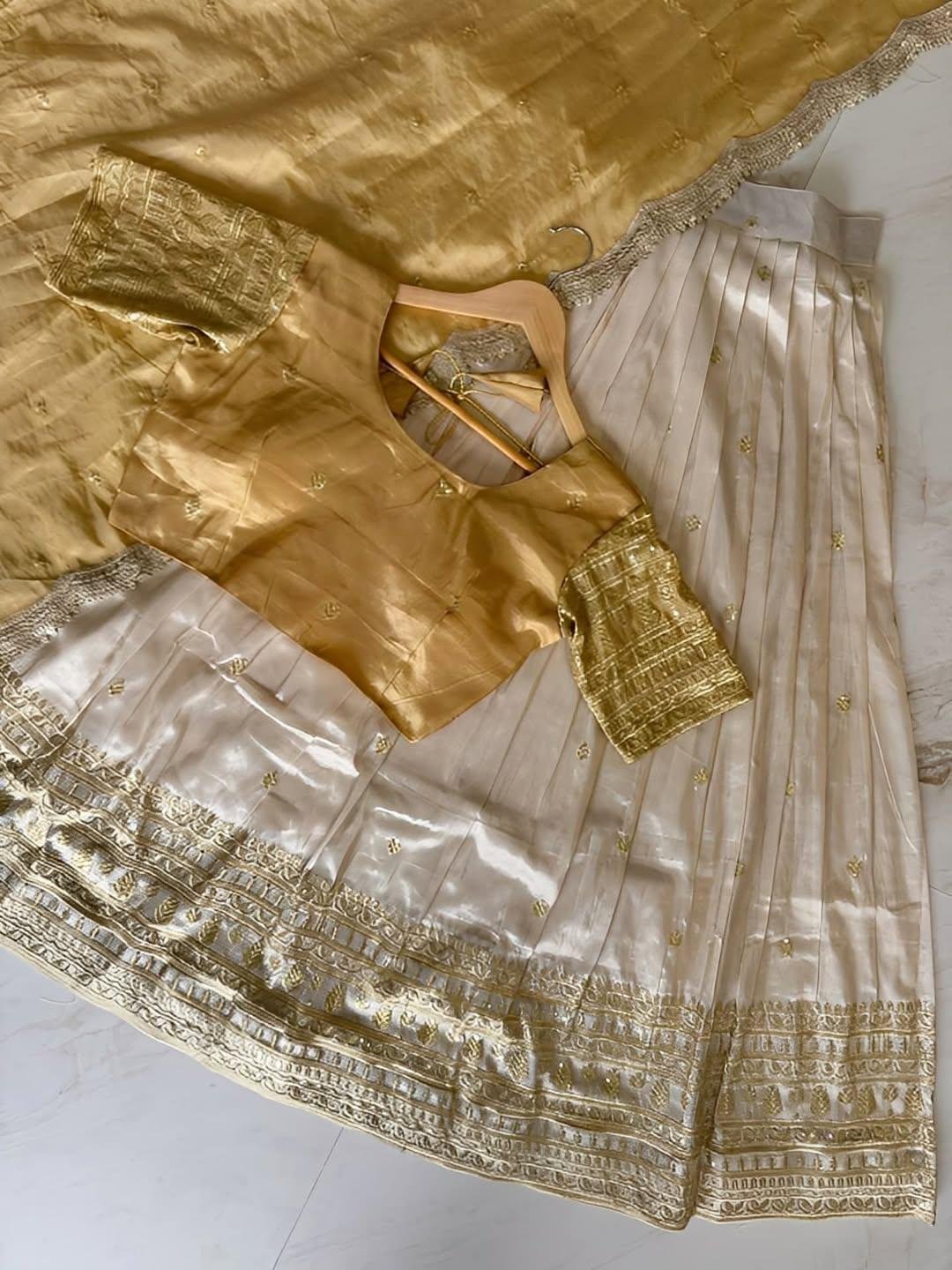 Onam Special Shimmer Tissue Silk Half Saree