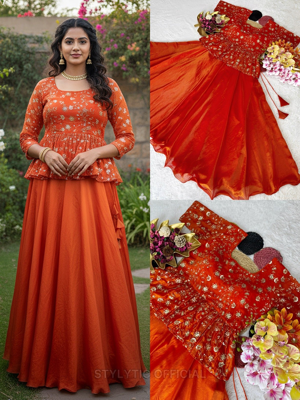 Modern Match Embroidered Crop top with Skirt - Perfect Pair Original Quality