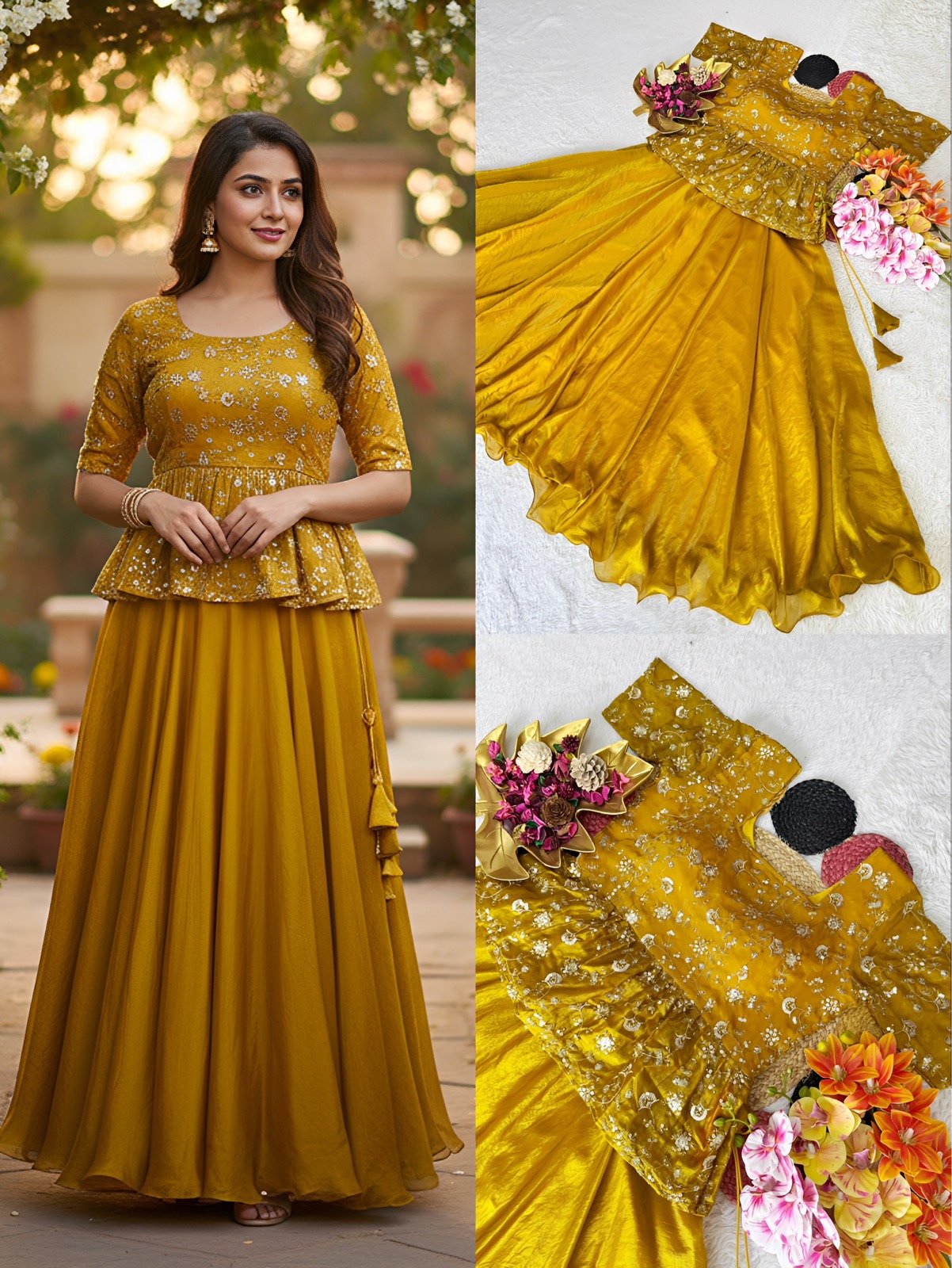 Modern Match Embroidered Crop top with Skirt - Perfect Pair Original Quality