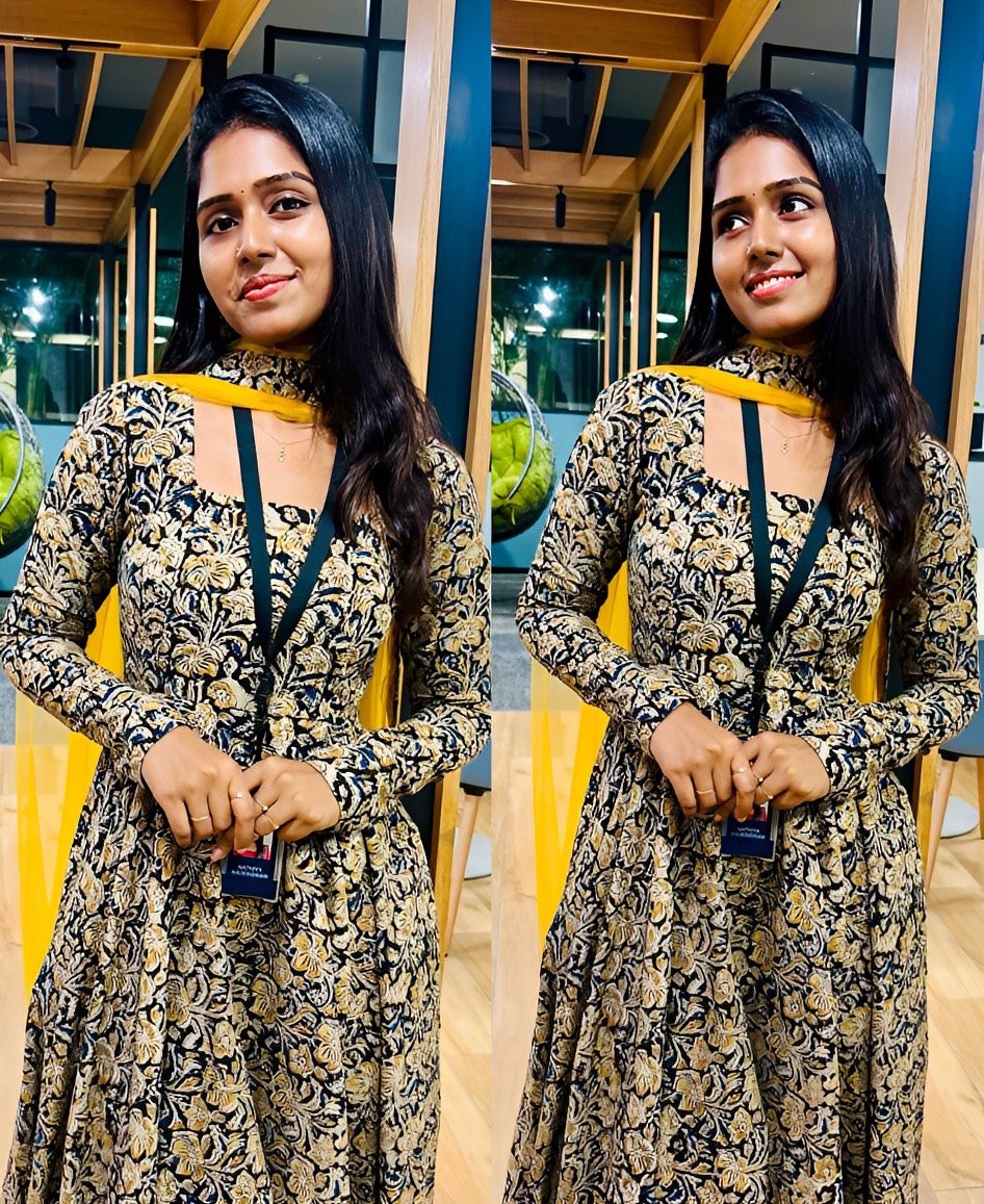 Kalamakari Printed Yellow Anarkali set - Office wear Kurti dupatta Huge Offer