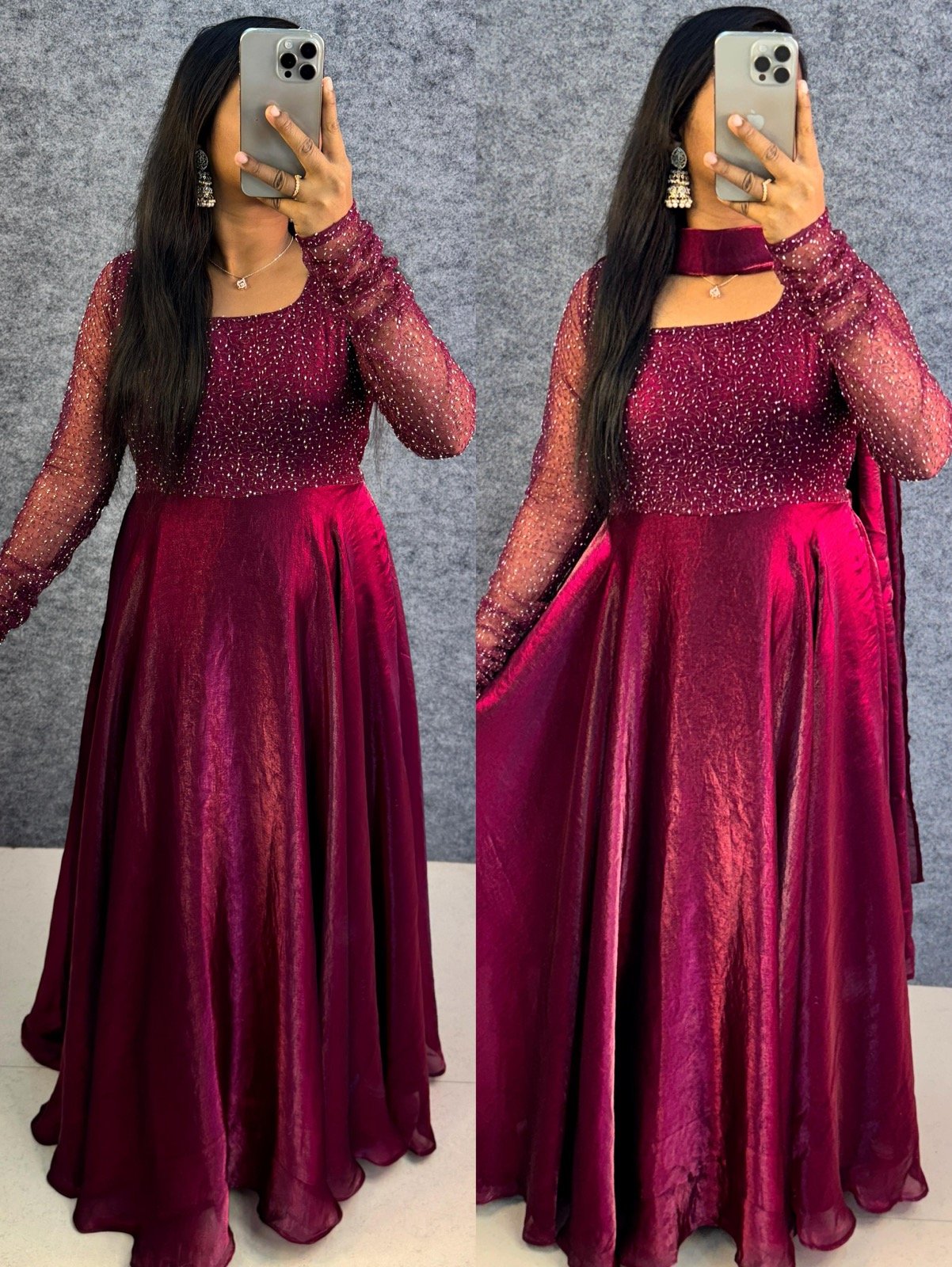 Sparkle Gown Dupatta set with Belt series - Lowest rate✨