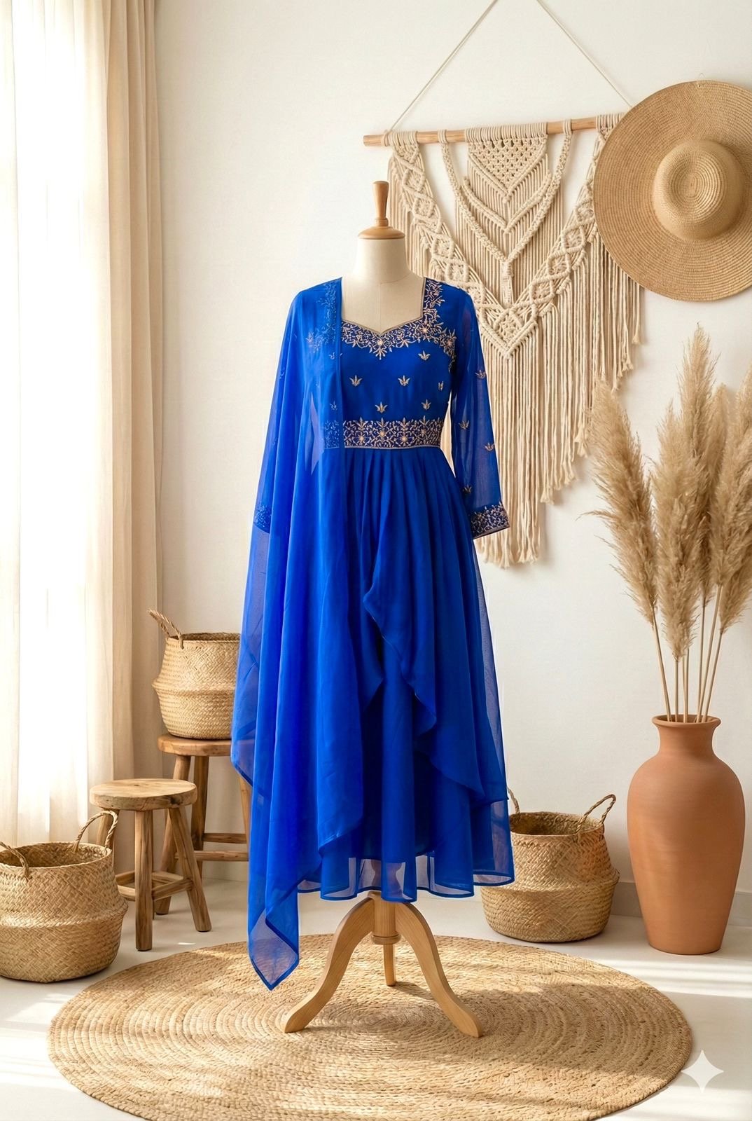 Neela Rich Blue Gown with Dupatta set - Anarkali with Dupatta🌀