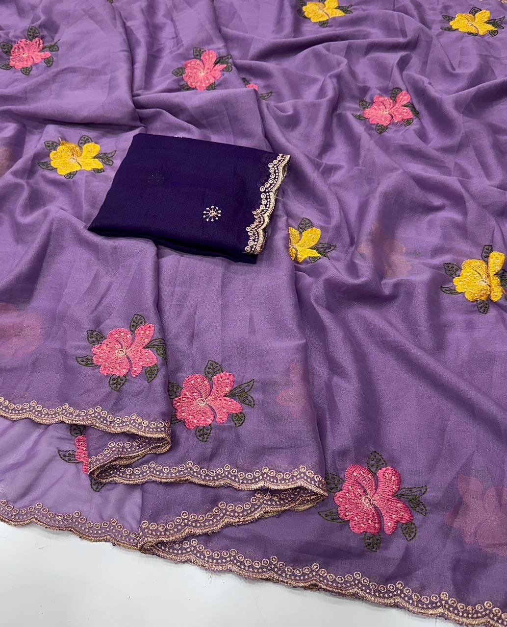 Flower Floral saree with Blouse - Huge Offer🍁