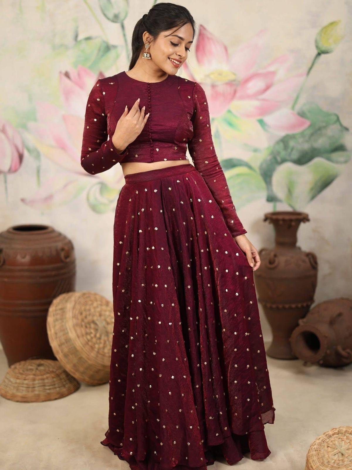 Glow wine Partywear Lehenga - Cute launch