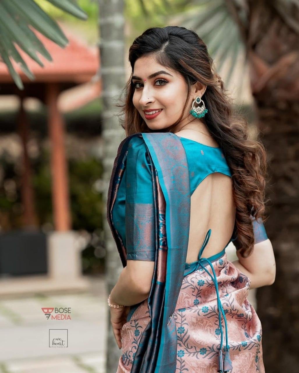 Peach silk saree - Exclusive offer Cotton silk sarees