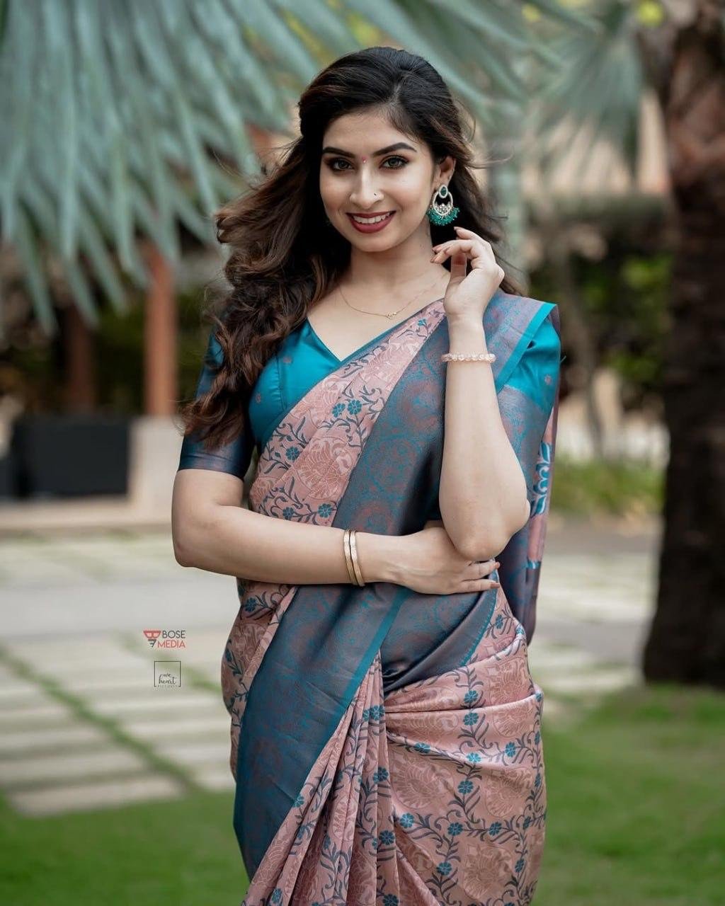 Peach silk saree - Exclusive offer Cotton silk sarees
