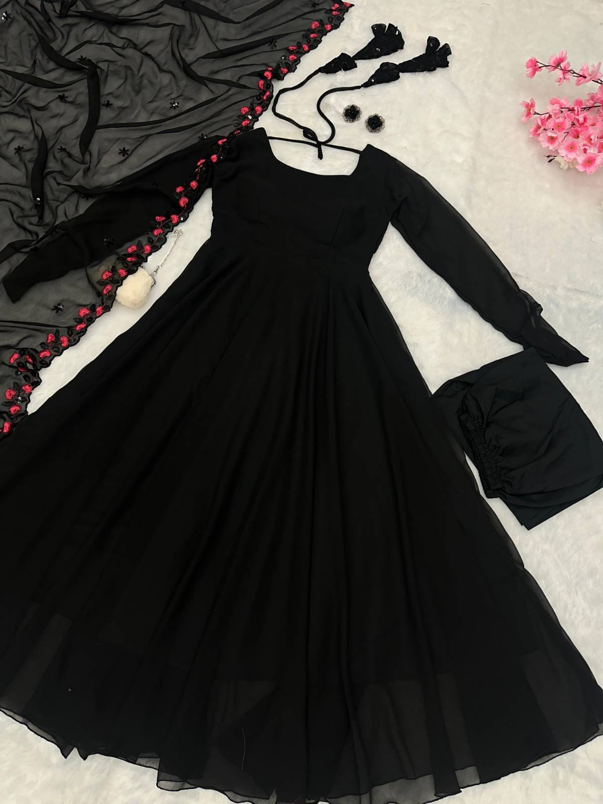 Black Georgette Anarkali outfit - Black Lovers Special