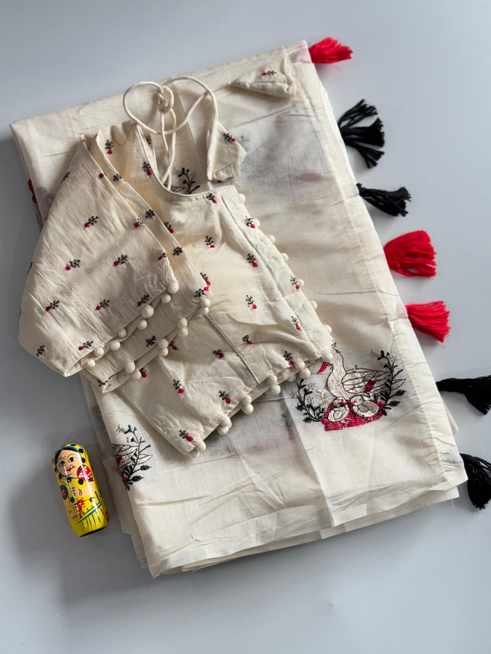 Chanderi Cotton saree with stitched blouse