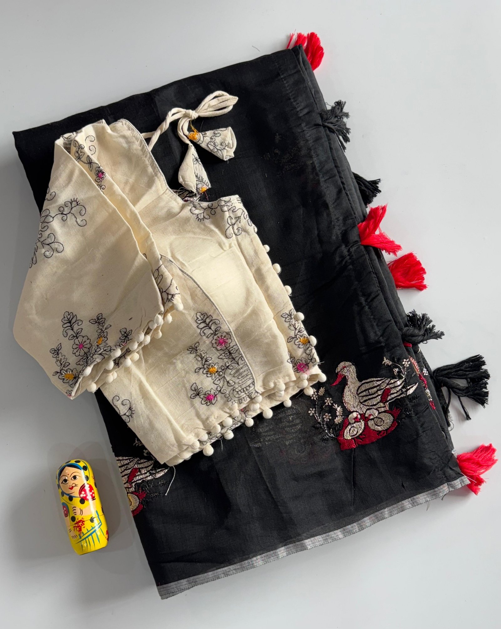 Chanderi Cotton saree with stitched blouse